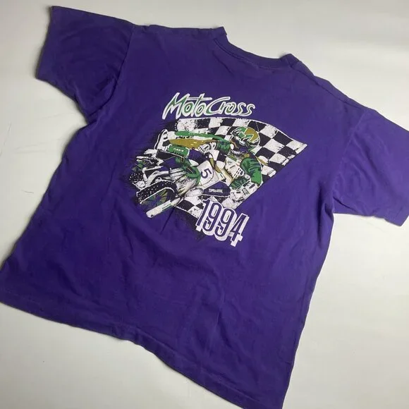 VTG 1994 Motocross Racing Purple Shirt Mens XL Canada Made (Read) - Picture 9 of 14
